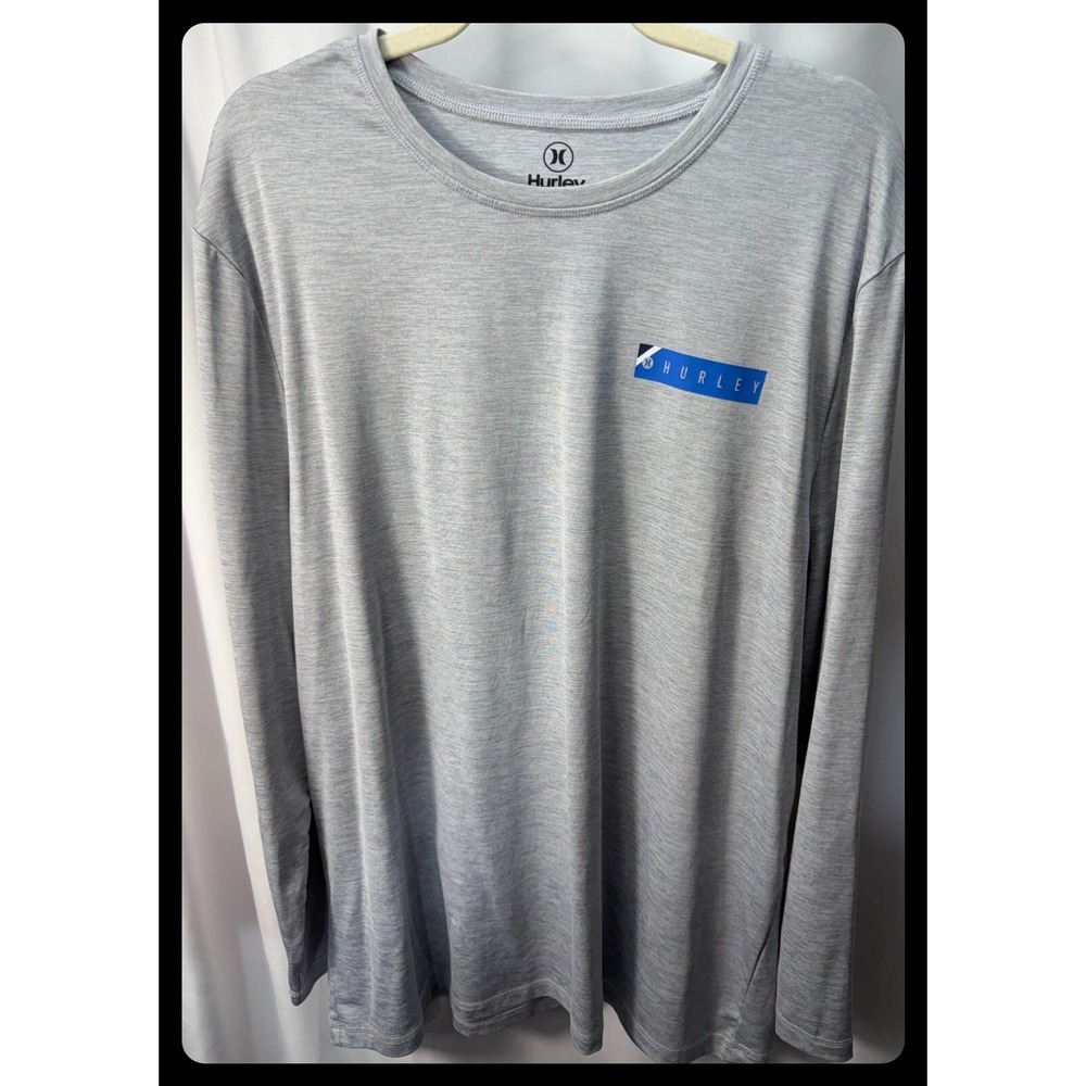 Hurley Long Sleeve Grey Sun Shirt UPF  Moisture Wicking Men's XL NWOT